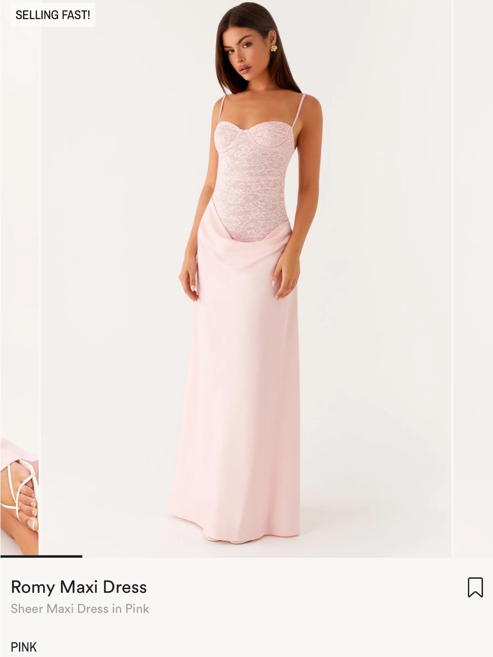 Peppermayo Romy Lace Bodice Maxi Dress in Pink
